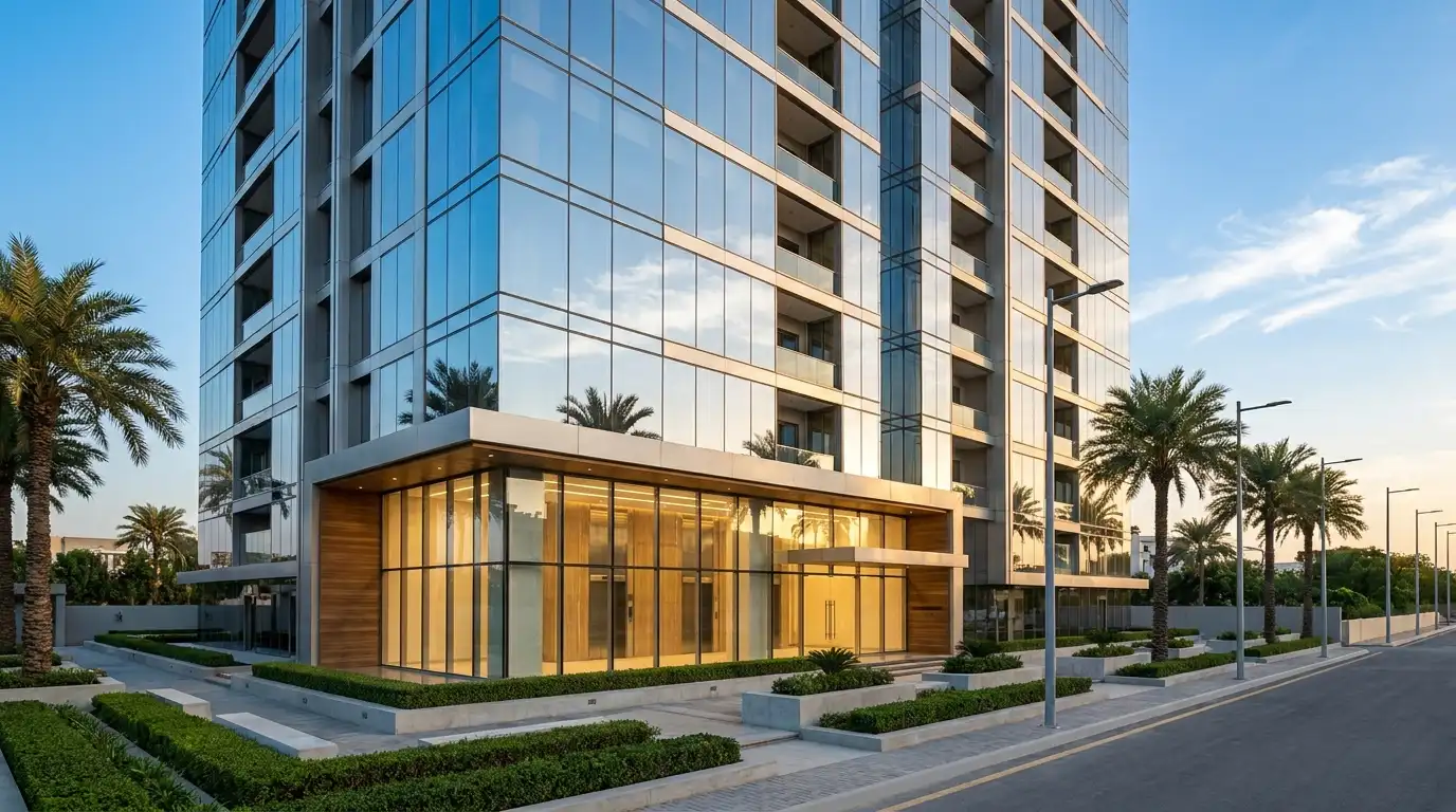 Modern high-rise residential tower in Karachi, Pakistan, showcasing professional elevator infrastructure and building design for commercial and residential projects.