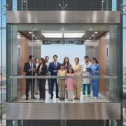 Passenger lift dealer in Lahore: stainless steel passenger elevator lobby in an apartment building