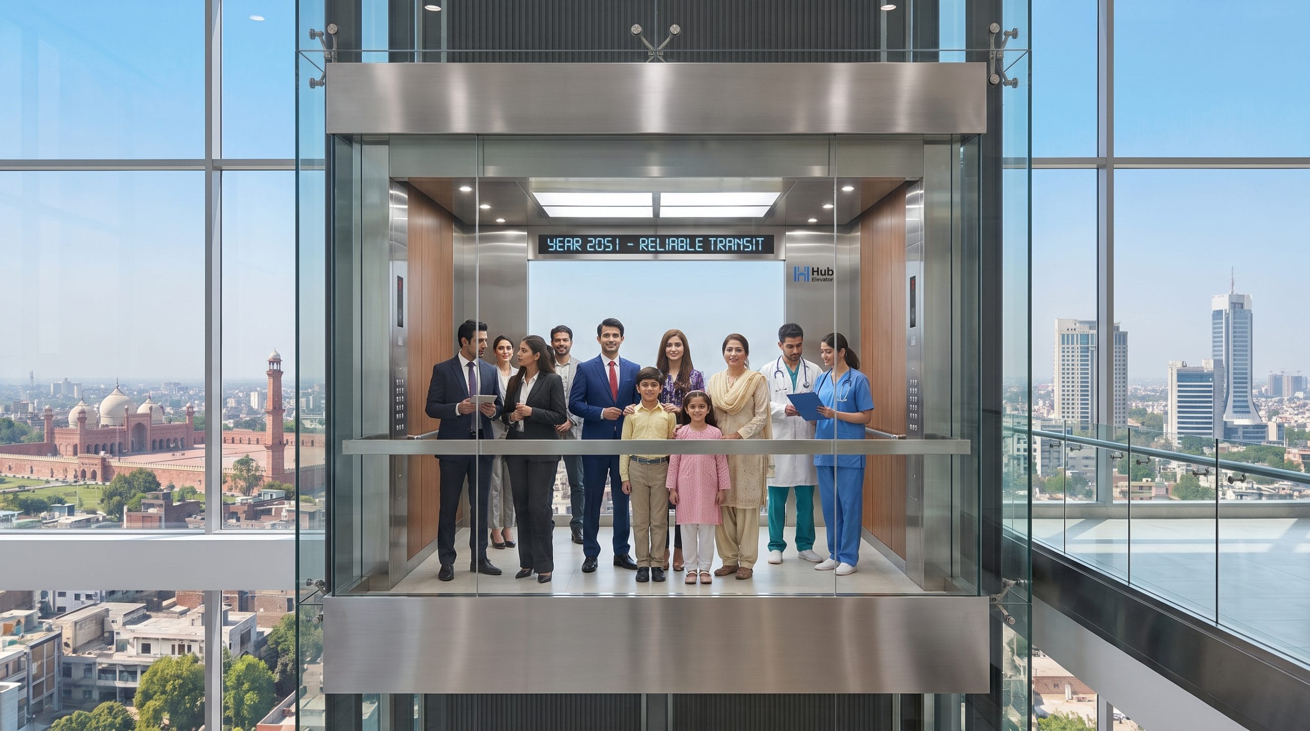 Passenger lift dealer in Lahore: stainless steel passenger elevator lobby in an apartment building